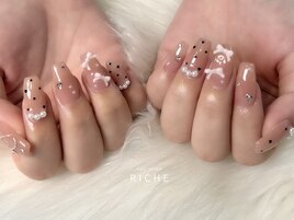 ピンク×ブラックガーリーネイル