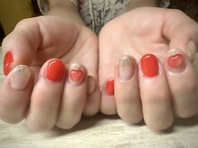 アミュリー ネイル アトリエ(Amury nail atelier)/フルーツ りんご 赤 ショート