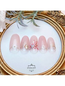 ピオニーネイル(peony nail)/ピンクベージュ　手毬ネイル