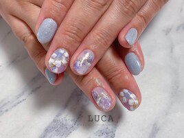 W-658 大人可愛い紫陽花ネイル
