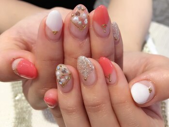 ボネール(nail ＆ eyelash Bounail)/Vカットフレンチ　パステル