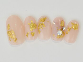ネイルサロン ドレリッチ 大宮店(drerich)/【6990】金箔ベージュ和装ネイル