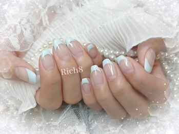 ネイルアンドまつげエクステ リッチエイト 原宿店(Rich8)/さわやか☆水色フレンチ