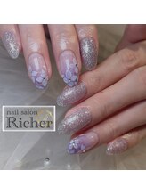 エスフィーネイルサロン リシェル(Esfy nailsalon Richer)/手書き！紫陽花ネイル 
