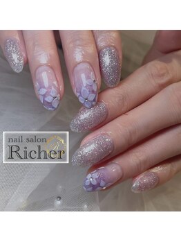 エスフィーネイルサロン リシェル(Esfy nailsalon Richer)/手書き!紫陽花ネイル
