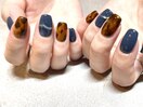 くすみブルー×アニマルべっこう