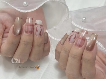 エア(ea)の写真/《落ち着きのある可愛さを指先に》ガーリーデザイン/韓国ネイルも大人の雰囲気に・*.+゜[パラジェル対応]