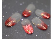 ネイルルージュ(Nail Rouge)/赤フラワーのポインセチアネイル