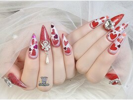 バレンタインネイル、春ネイル