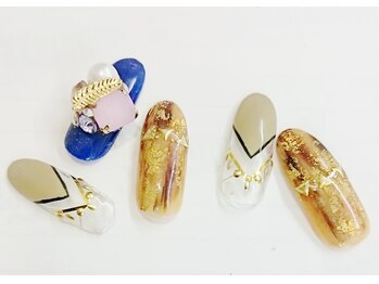 ネイリシャス(NAILICIOUS)/秋スモーキー&べっこうアート♪