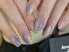 ベージュ くすみパープルネイル