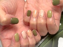 ボタネイル 近鉄八尾駅前店(BOTA NAIL)/大人ポップnail/オリ-ブグリーン