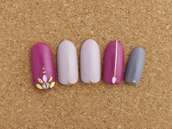 ネイルサロン ブランロール 白金店(Nail Salon Blanl'or)/プラムピンク×グレー