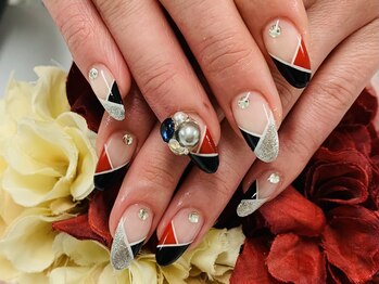 ダブルネイル(Double Nail)/【ほり】和柄カラーフレンチ