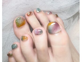 ネイルアンドアイラッシュスタジオ シュシュ(chouchou)/ニュアンスミラーぷっくり夏