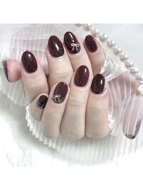 秋ネイル☆ボルドーフラッシュ