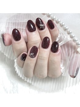 秋ネイル☆ボルドーフラッシュ