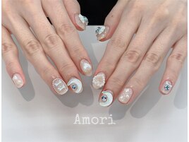 ホワイトラメ×ブルーリボン