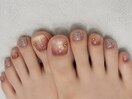 うる艶ピンク夏フットネイル