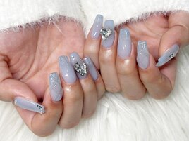★くすみブルーワンホンネイル★