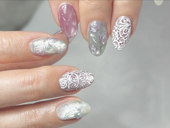 オアシス ネイルズ(OASIS NAILS)の写真/誰とも被らないオシャレな手書きアートはお任せください