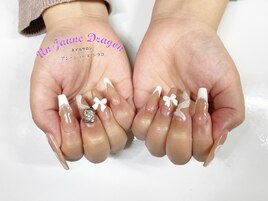 【ロングネイル】リボンネイル