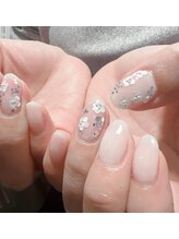 ネイルサロン リスタ(Rista)/ホロ花 シアー ニュアンス