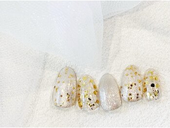 ゴールドラメ/フラッシュネイル