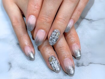 アグ スパアンドビューティ 守山店(Agu.)/《上品シルバー×ツイードnail》