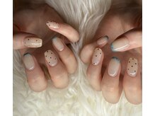 リエクラ(Re eclat)/ラメフレンチ+ドット柄