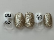 ネイルメゾン 天神店(NAIL MAISON)/リボン塗りかけキラキラ¥5000
