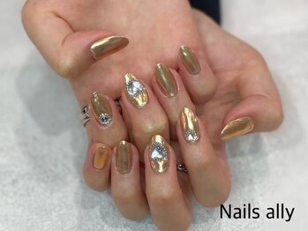 ネイルズアリー 立川店(Nails ally)/ミラーネイル×ハート×艶×秋冬