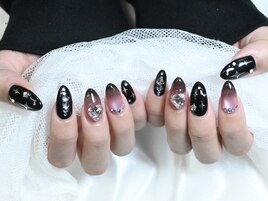black×pink nail