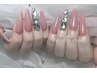 ☆チップ長さだし☆ワンカラー+ストーン埋め尽くしor大きいパーツ2本￥10380