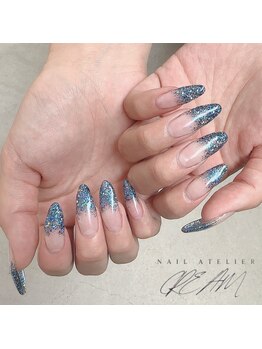 クリーム(Nail Atelier CREAM)/ブルーラメグラ