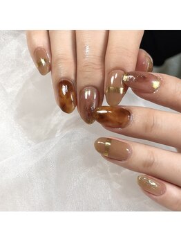 オテテ アイアンドハンド(otete eye&hand)/秋ネイル【べっ甲ニュアンス】