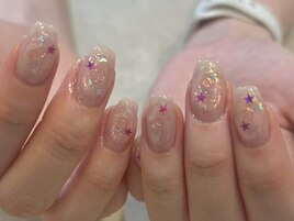ホログラムネイル ピンクネイル