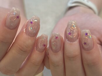 ホログラムネイル ピンクネイル