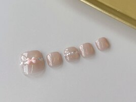 リボンパールフットネイル