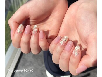 プルースラウンジ トウキョウ(Plus Lounge TOKYO)/ちゅるんピンク×お花ネイル♪