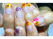 リオンネイル 東大阪荒本店(RION NAIL)/押し花&埋め込み3Dコラボ