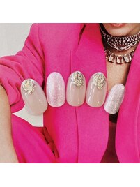 ベージュ×ラメ