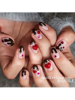 ネイルアンドリラクゼーション マーブル(MARBLE)/バレンタインネイル¥7,700