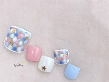 アトリエ ベル(atelier Belle)の写真/イマドキ女子はフットネイルも可愛く★atelier Belleのナチュかわなフットデザインはふんわり女子に大高評*