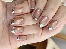 ★パラジェル★爪を削らない、革命的ジェルネイル深海/夕焼け/水光マグネット/シルバーラメ/シロップネイル