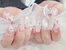 フラワー手書きネイル/春ネイル