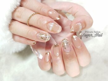 シュガーネイル(sugar nail)/ミラーフレンチ×チェック