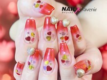 ネイリックス アヴェニール(NAILX avenir)/赤ミラーグラデ　ハート