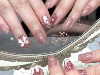 ドットリボンマグネットネイル♪