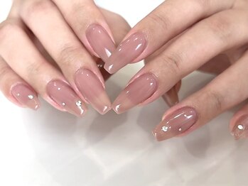 ネイルメゾン 天神店(NAIL MAISON)の写真/【￥5000オフィスコース】ちゅるんカラーのシンプルデザイン♪[天神/ワンホン/パラジェル/ミラー]